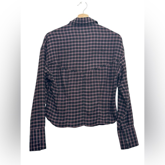 NWT rag & bone Iris Plaid Flannel Button Down Shirt in Black/ Purple Size XS - Picture 7 of 14
